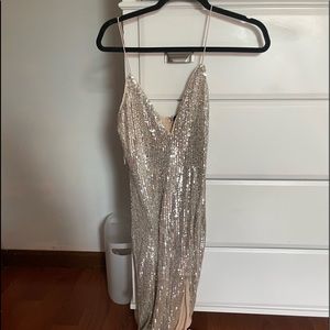 silver midi dress